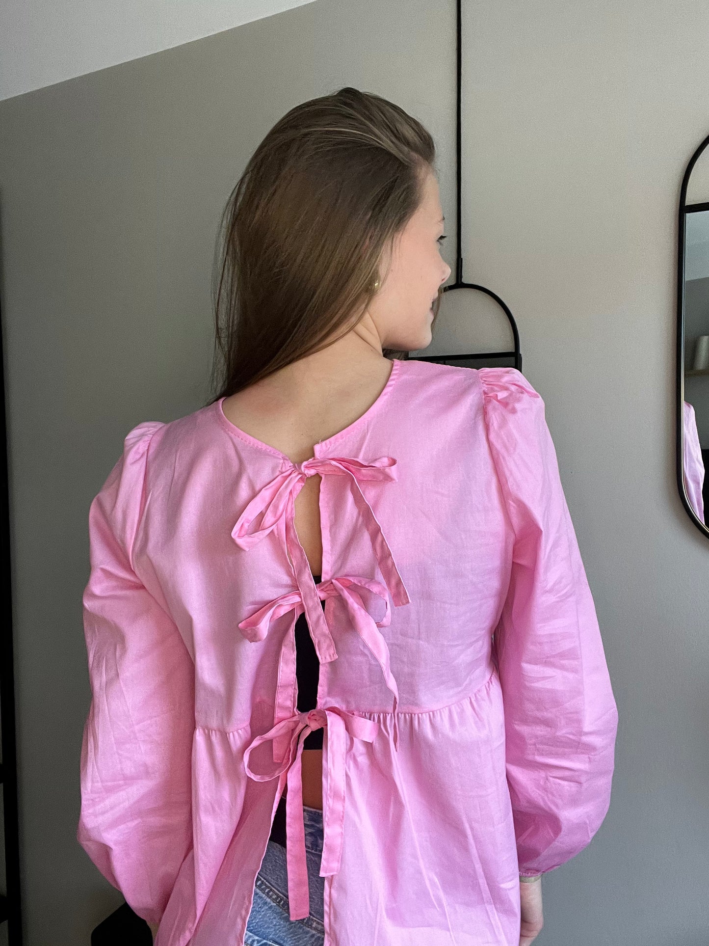 Bow blouse Roze